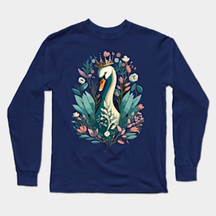 Swan's Floral Fantasy Long Sleeve T-Shirt